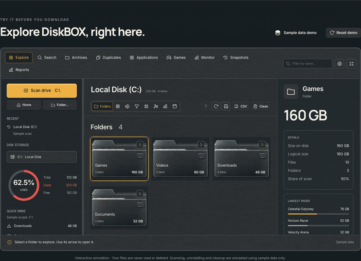 DiskBOX product surface